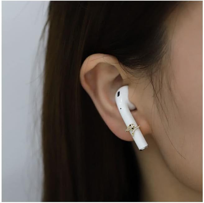 Auriculares con cadena antipérdida, pin plateado, aretes inalámbricos antipérdida, clip para la oreja, cadena para auriculares, aretes con clip para