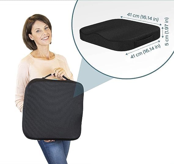 Cojines de asiento para sillas de oficina, cojín de asiento portátil de espuma viscoelástica para coxis, parte inferior antideslizante con asa de