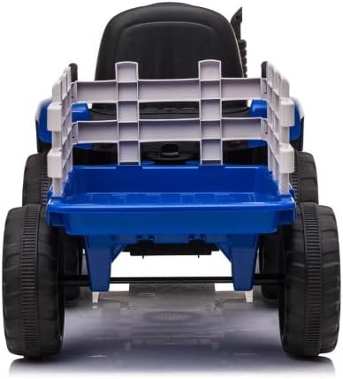 Tractor de paseo para niños con remolque, 12 V, divertidas luces LED, audio USB, música, cambio de 3 velocidades y cinturón de seguridad, perfecto