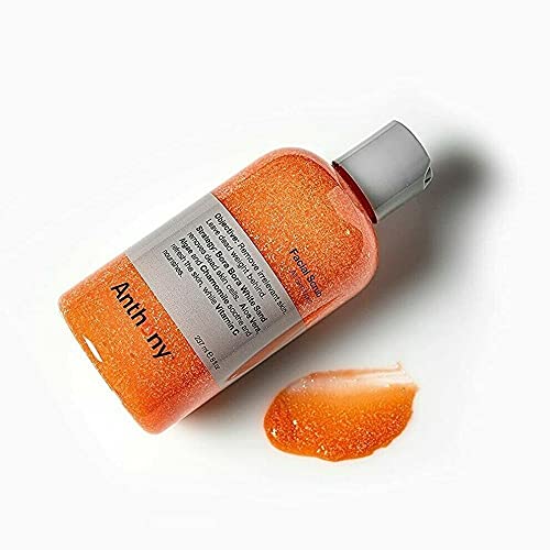 Anthony Exfoliante facial para hombre con vitamina C, aloe, manzanilla y algas para limpieza profunda y desintoxicación, 8 onzas líquidas