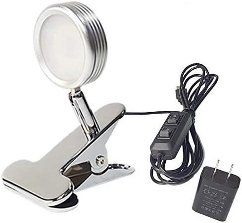 5W LED Mesa Lectura Luz Abrazadera Clip-on Lámpara Enchufe USB Fuente de Alimentación Mesita Regulable Acabado Plata