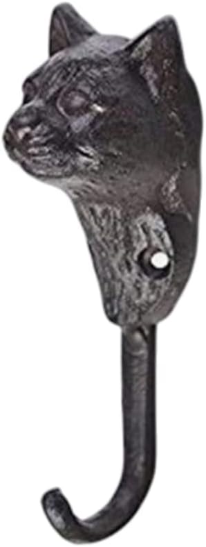 Kassbest Ganchos de pared creativos retro con forma de cabeza de gato, ganchos de hierro fundido, ganchos para abrigos, ganchos para sombreros,