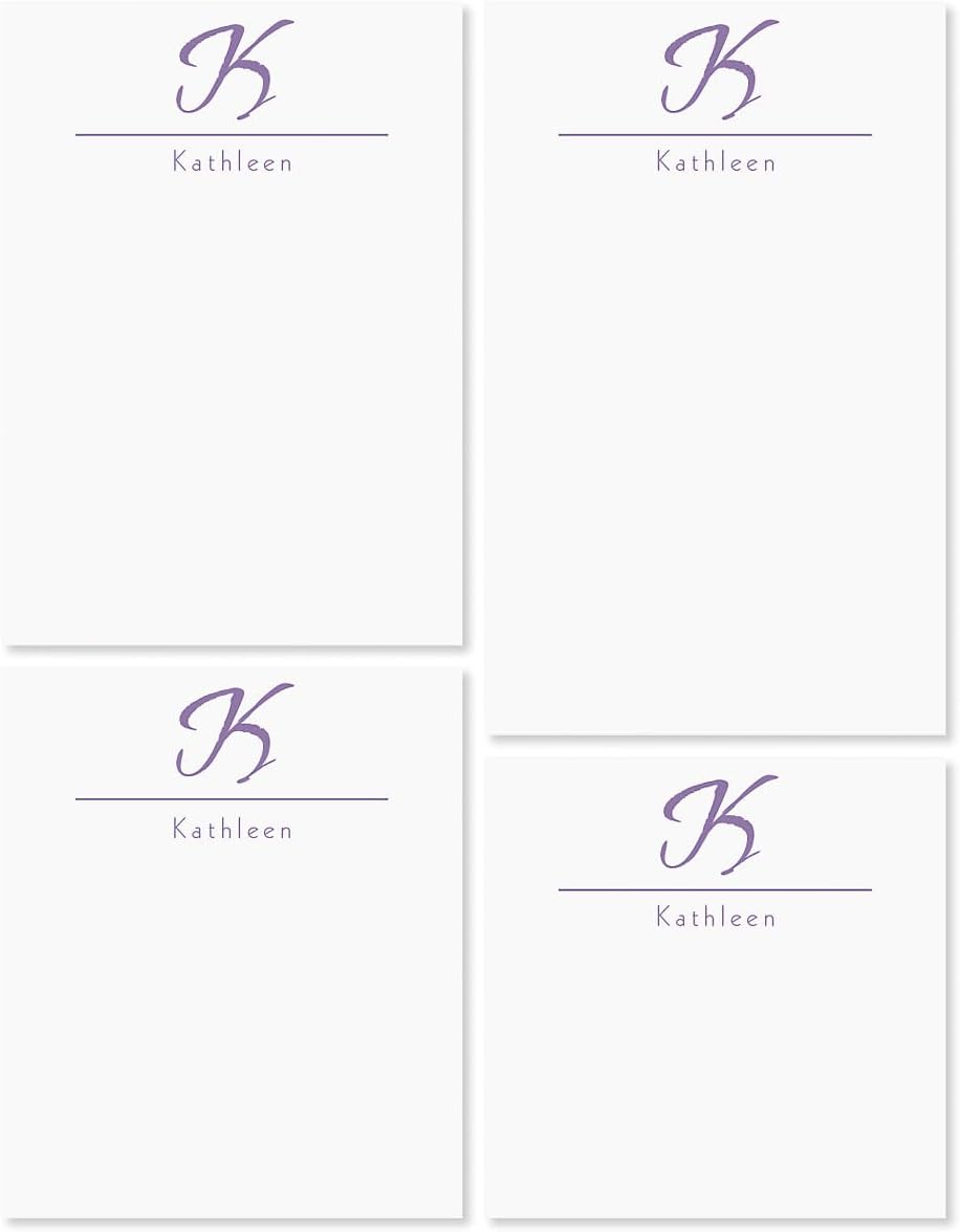 Current Juego de 4 bloc de notas personalizado con inicial, 100 hojas, varios tamaños, ideal para listas de compras, listas de comestibles y regalos