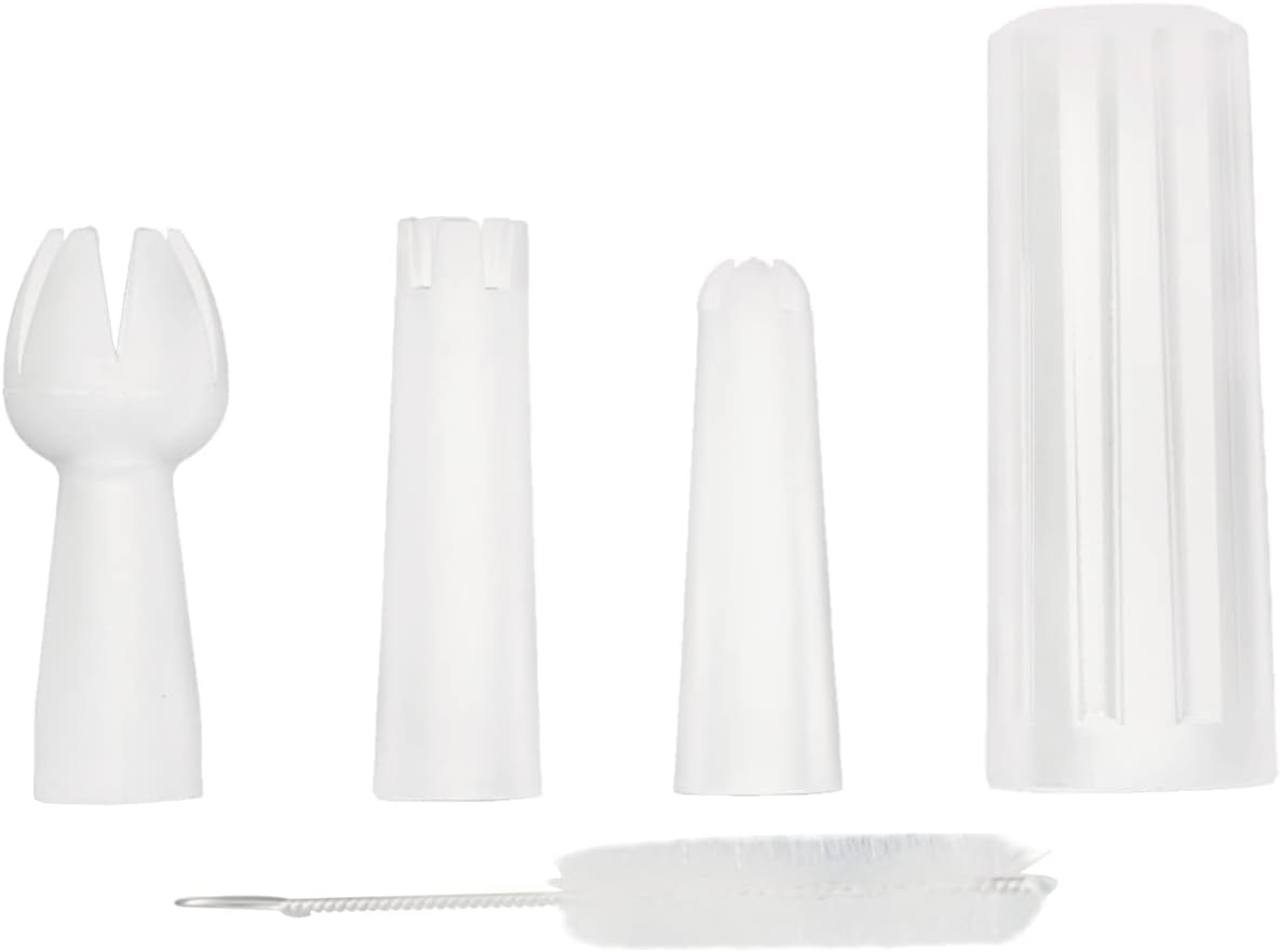 AmazWhip Dispensador de crema batida, accesorios generales, 3 puntas de decoración de plástico, soporte para cargador culinario, un cepillo limpio