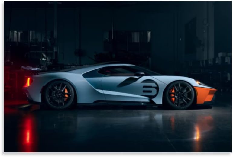 Póster de automóvil deportivo Ford GT 66 2017, 10 lienzos, decoración de pared, pinturas para sala de estar, dormitorio, sin marco, 12 x 18 pulgadas