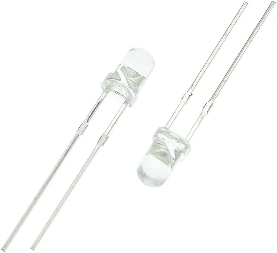 EDMER Kit de diodos emisores de luz LED de 0.118 in, 100 piezas, blanco cálido, rojo, azul, verde, UV, naranja, amarillo, rosa, juego de lámpara de