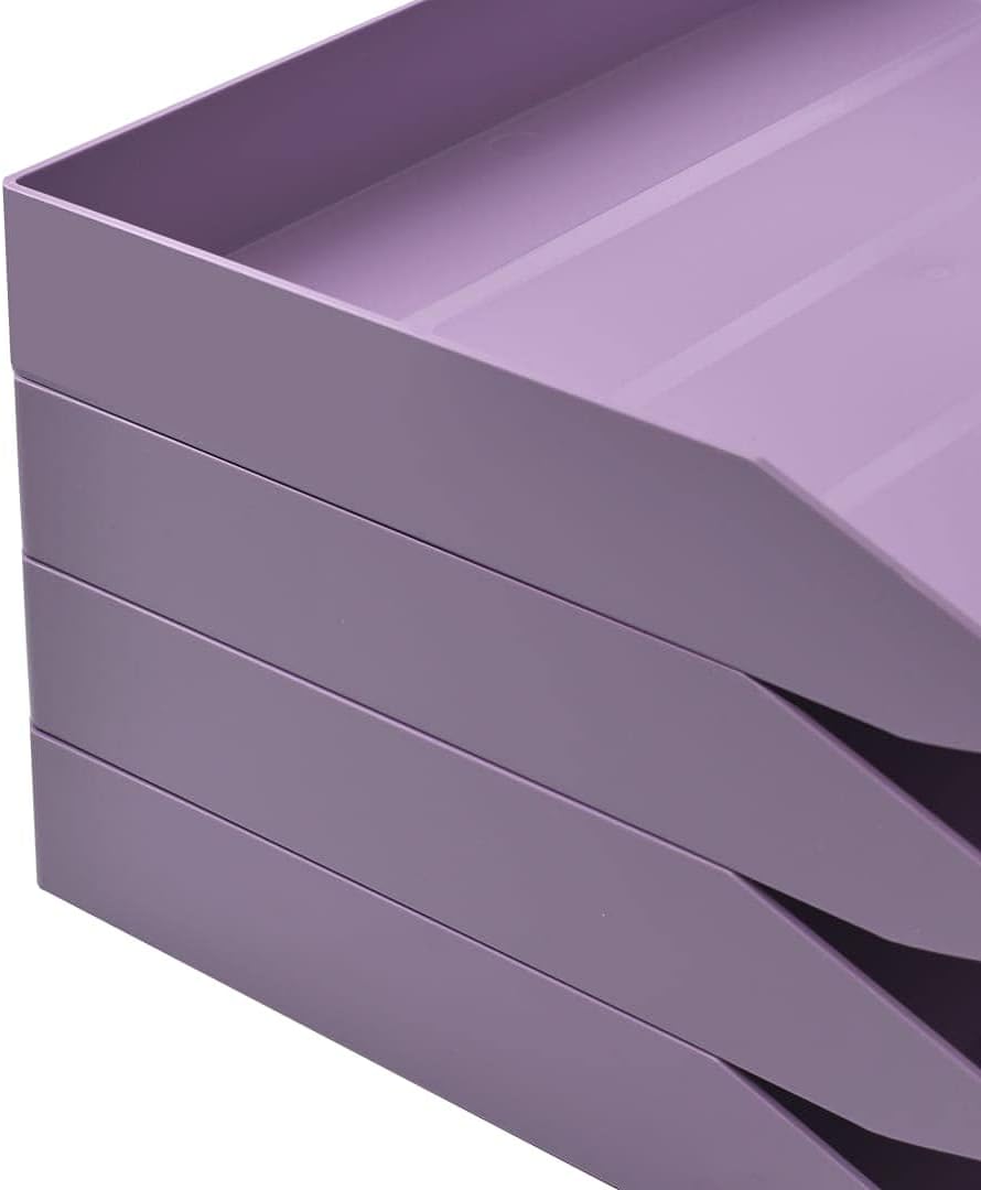 Acrimet Bandeja apilable para cartas, organizador de archivos de escritorio de plástico de carga lateral (color morado sólido) (1 unidad)