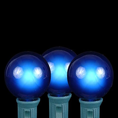 Guirnalda de luces G40 para patio con 25 bombillas de globo azul, luces colgantes de jardín, luces vintage para patio trasero, luces de cadena para