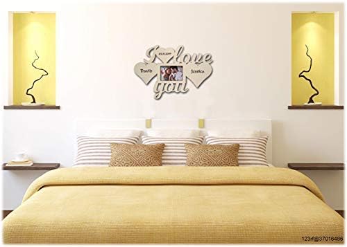 Marco de fotos personalizado con texto en inglés “I love you”, arte de madera con nombre personalizado, regalos para el día de San Valentín para él