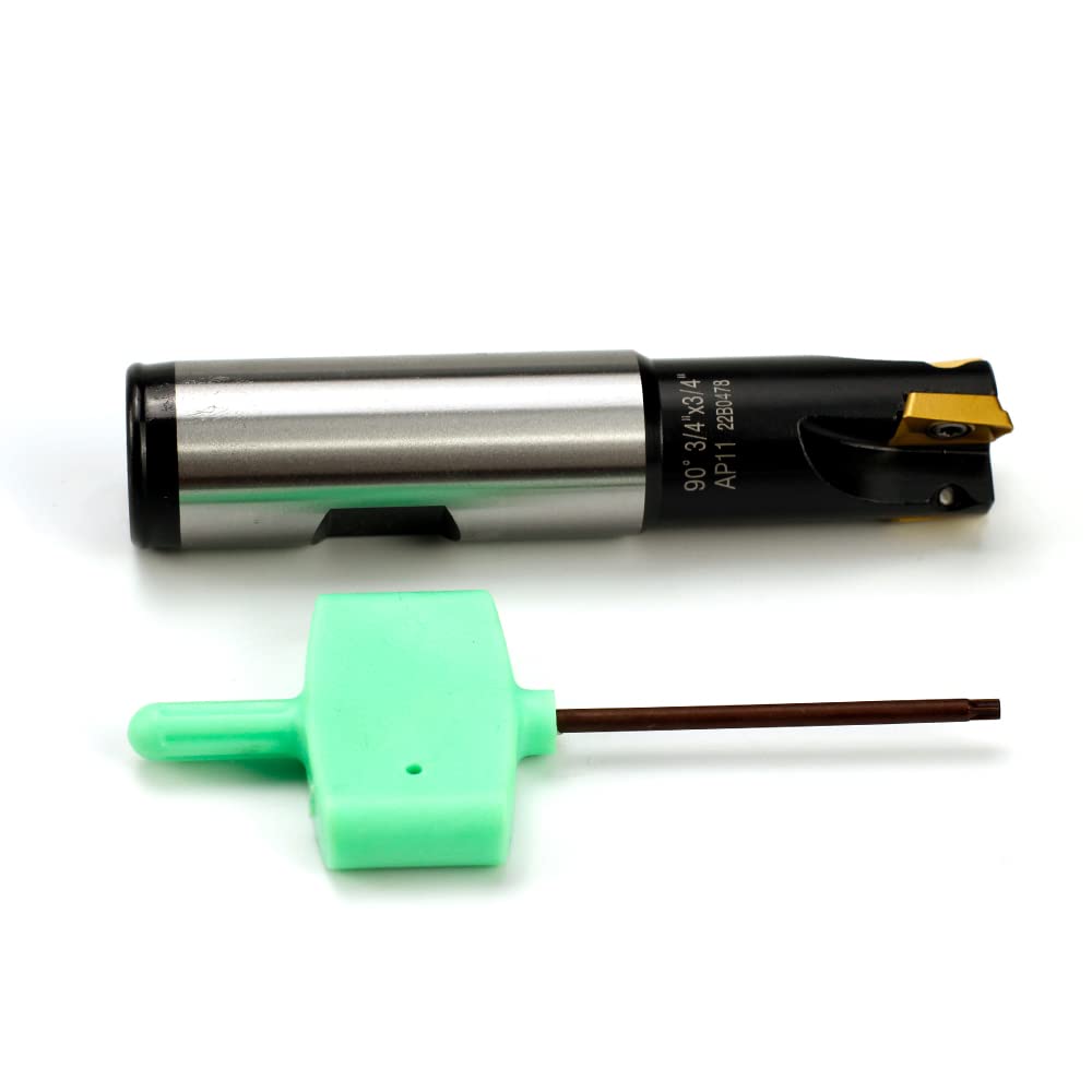 OSCARBIDE Molino de extremo indexable Vástago recto de 34″, diámetro de corte de 34″, longitud total de 3-12″, 90 grados, flauta AP11,3 con 3 piezas
