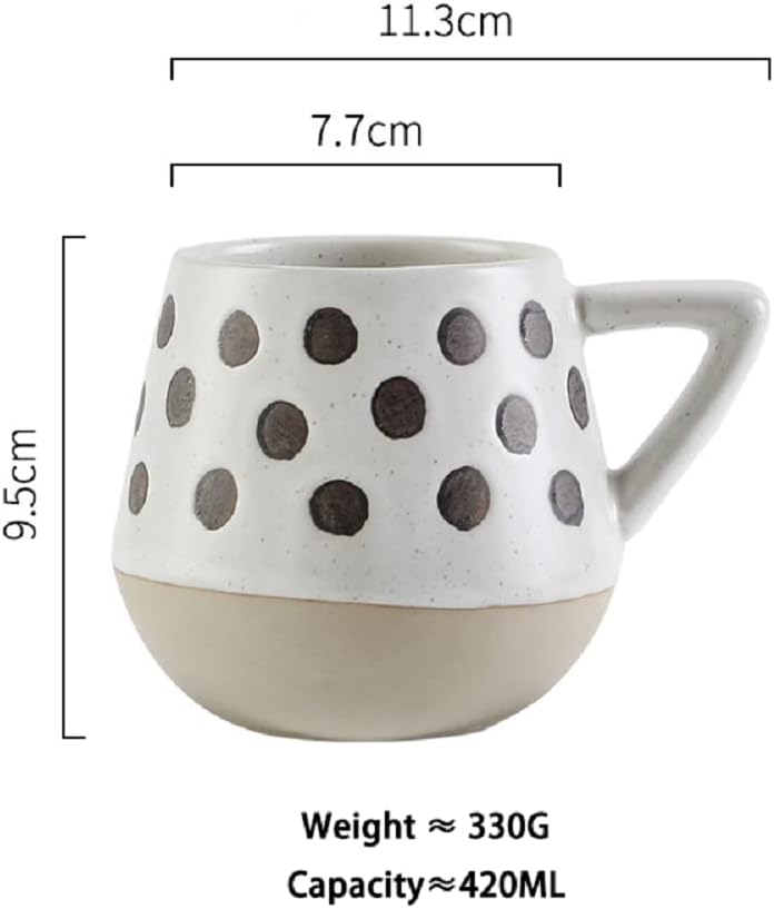 EXIGENT Funnel Taza de té de café japonesa de cerámica coleccionable 6.8 fl oz – 7oz (Boba_Dots)