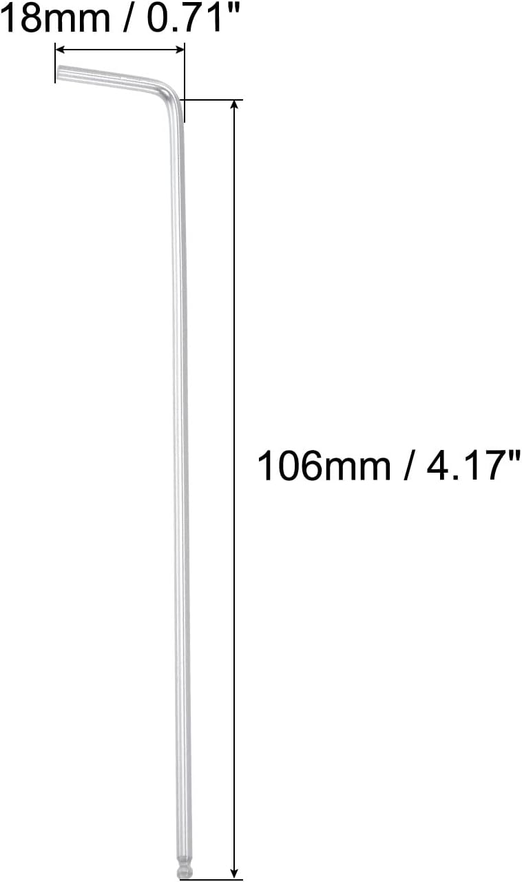 uxcell Llave hexagonal de extremo de bola de 564 pulgadas, herramienta de reparación de brazo largo en forma de L 40Cr, SAE 2 piezas