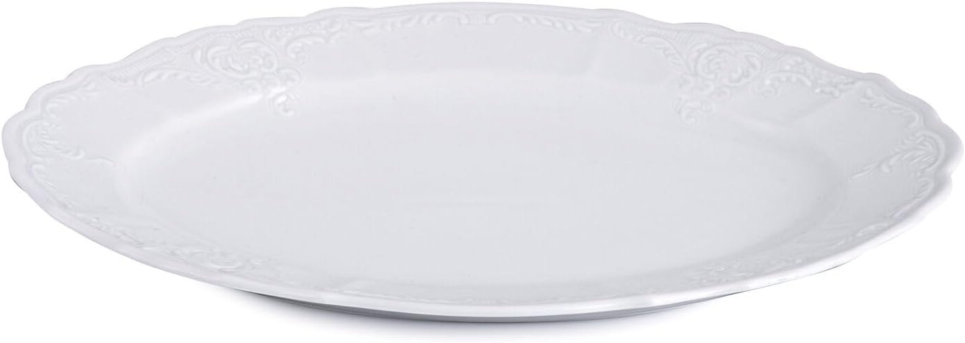STP GOODS Plato ovalado Bernadotte de porcelana bohemia ovalada para pescado (color blanco) Plato de cena de porcelana blanca de 10.2 pulgadas para