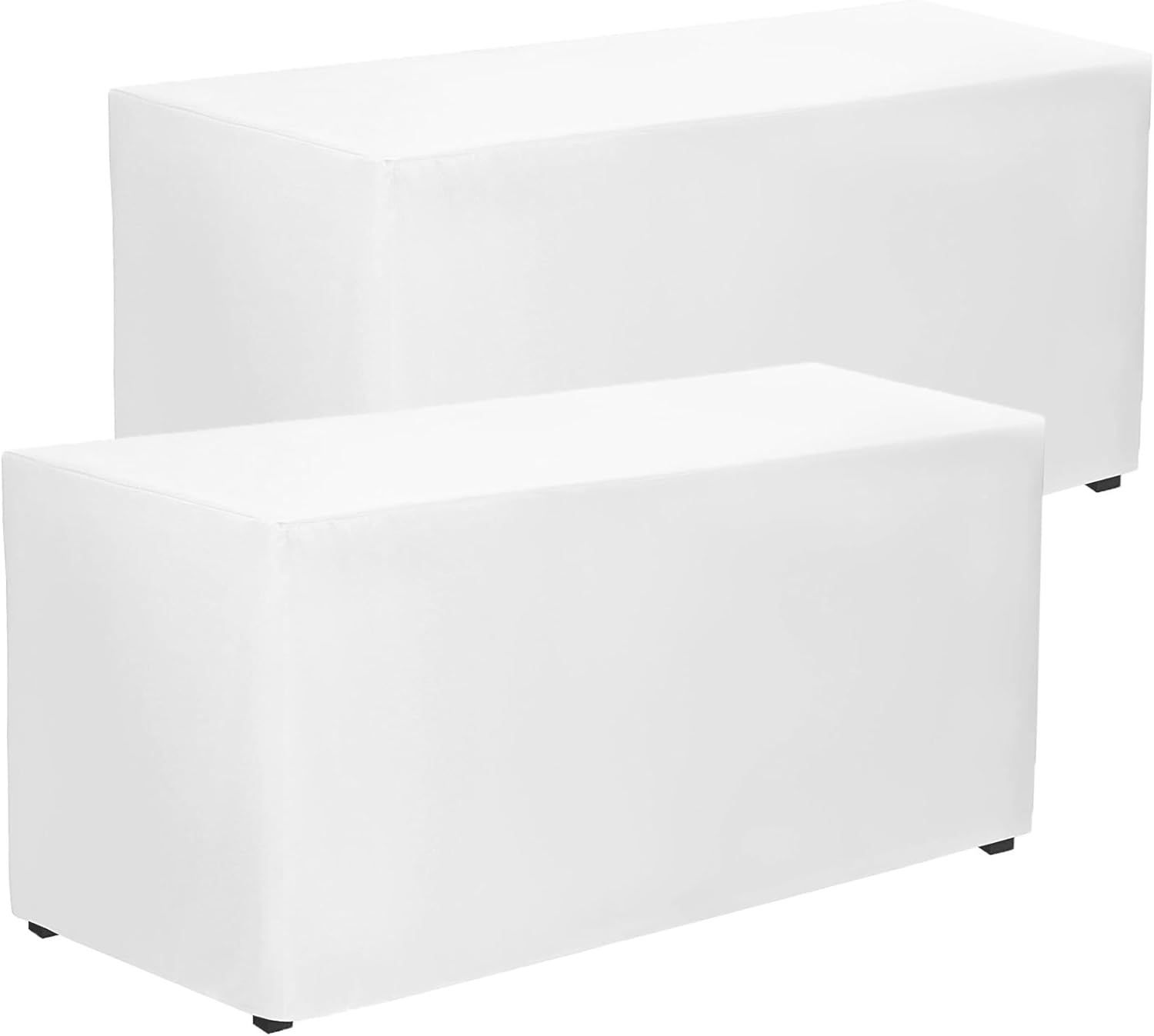 Paquete de 2 manteles de color blanco ajustables de 48 x 24 pulgadas, manteles rectangulares para mesa de 4 pies en poliéster lavable, mantel de 4