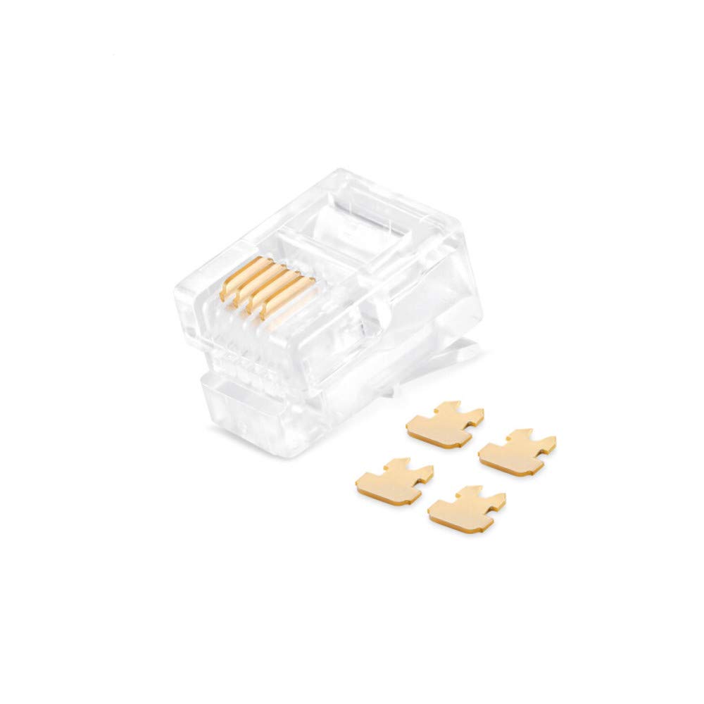 SMITON Paquete de 100 conectores RJ11, conectores modulares de teléfono, conectores macho 6P4C