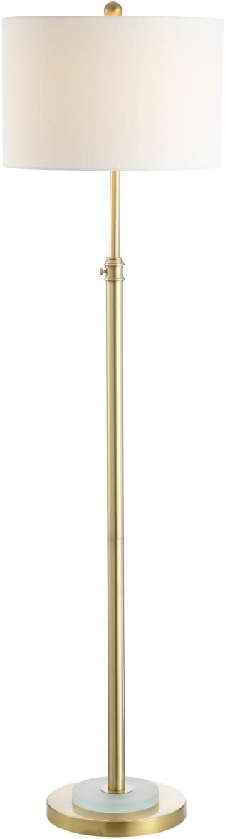 Safavieh FLL4051A Lighting Pierson Lámpara de pie ajustable de latón dorado y blanco escarcha (bombilla LED incluida)