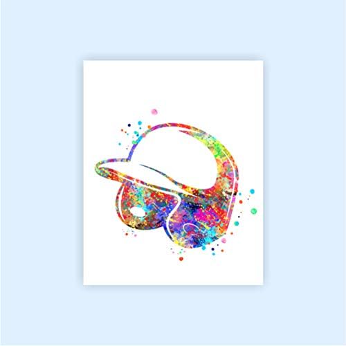 Dignovel Studios Sin marco (juego de 6) 8X10 Acuarela Chica Béisbol Softbol casco guante bola bat blazer deporte impresión dormitorio pared arte dnc4