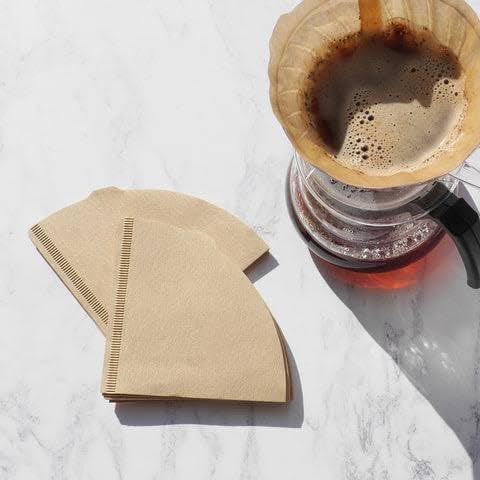 Filtros de café de papel V60 de un solo uso para verter sobre cono, tamaño 02, natural, 100 unidades
