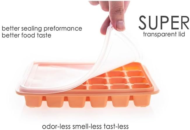 Juego de 2 bandejas para cubitos de hielo, de fácil liberación, 24 moldes de silicona flexibles para cubitos de hielo con tapa extraíble, bandejas