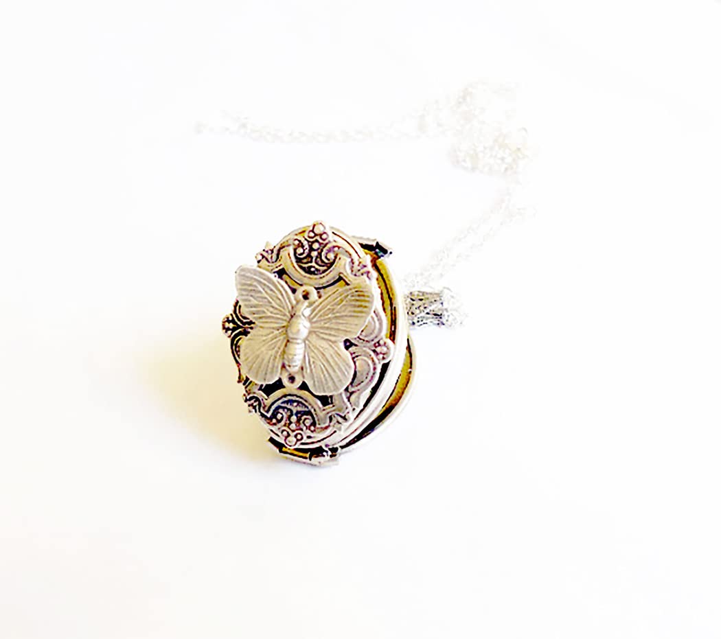 Locket with Picture Butterfly locket Custom 4 Photos Locket Memorial Gifts for Women customized picture Locket for family photo Birthday Gift
