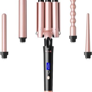Bo’laiya Rizador 5 en 1 con pantalla de temperatura, juego de varita rizadora con 5 varitas de cerámica intercambiables, calentamiento instantáneo, Bo’laiya Rizador 5 en 1 con pantalla de temperatura, juego de varita rizadora con 5 varitas de cerámica intercambiables, calentamiento instantáneo,