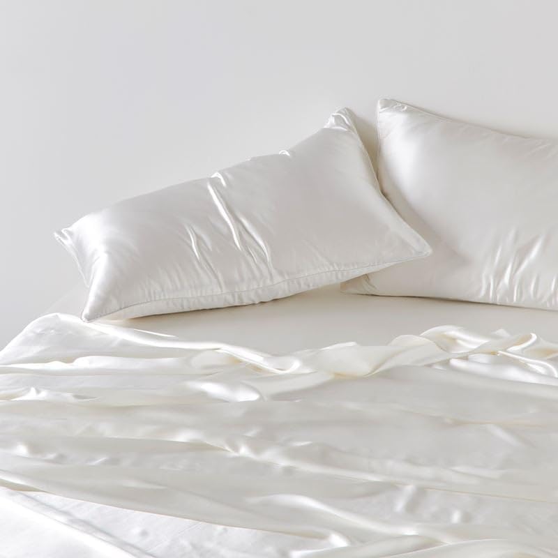 Juego de sábanas de seda individual XL, juego de sábanas de seda auténtica de 6 piezas, sábanas de lujo para hotel, extrasuaves, bolsillos
