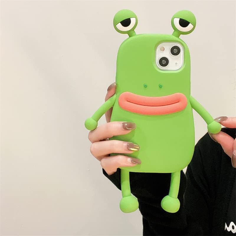 Funda para teléfono con boca de salchicha de perro caliente, ojos grandes, rana verde, rana rosa, funda de teléfono de goma de silicona TPU suave