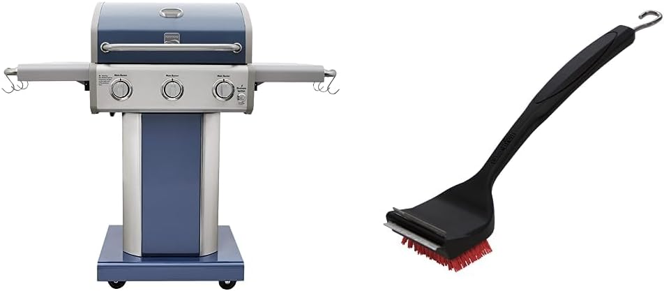 Kenmore Parrilla de barbacoa para exteriores de 3 quemadores  Parrilla de gas propano líquido con lados plegables, PG-A4030400LD-AZ, parrilla de