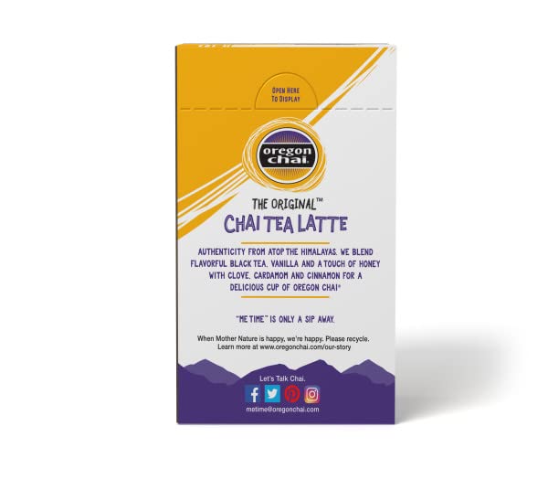 Oregon Chai Original Chai Tea Latte Mezcla en polvo de una sola porción, 8 unidades (paquete de 2)