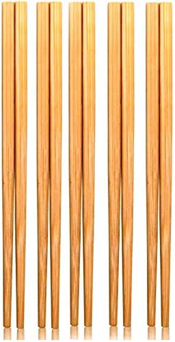 Juego de palillos de madera de bambú chino natural de 9.5 pulgadas, reutilizables, estilo clásico, palillos de madera (5 pares)