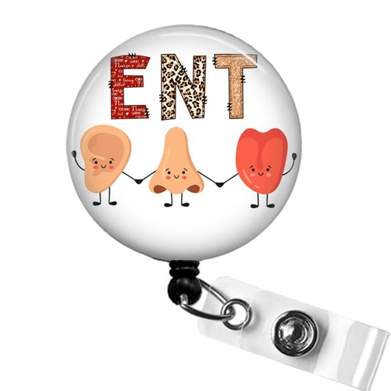 ENT Badge Reel, Ear Nose Throat Badge Reel, ENT Doctor Badge ID Holder, Medical Badge Reel, Nursing Retractable ID Badge Holder, Otorhinolaryngology
