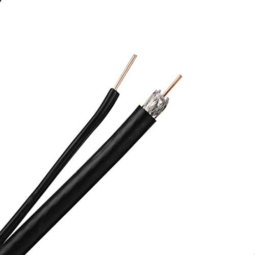 Cable coaxial RG6 de 200 pies, color negro de cobre sólido, 3 GHz con cable de tierra, 18 AWG con certificación UL, satélite digital HDTV CATV a