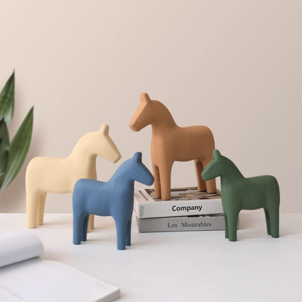Veemoon Dal – Figura de caballo de madera con figura de caballo sueco, adorno de escritorio para regalos, decoración de casa y oficina, decoración