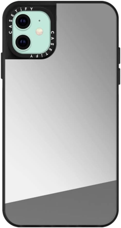 CASETiFY Funda de espejo para iPhone 11 – Plata sobre negro