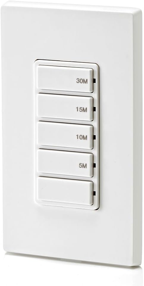 Interruptor temporizador de cuenta regresiva para ventilador de baño y luces domésticas, 5-10-15-30 minutos, no requiere neutral, un solo polo, 15A,