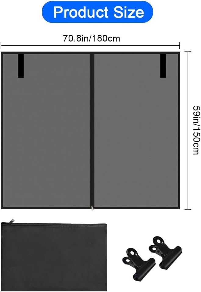 Mosquitera magnética transpirable para puerta trasera de automóvil, pantalla de malla transpirable para SUV, MPV, privacidad, protección UV,