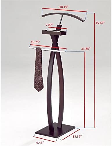 Pilaster Designs Moderno soporte de valet de ropa de madera de nogal y metal cromado