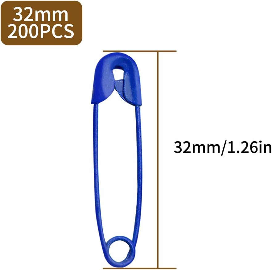 200 pines de seguridad de colores, kit de pasadores de seguridad pequeños de 1.26 pulgadas, surtido colorido a granel para acolchar, ropa, pañales
