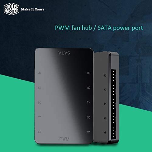MasterFan hub de 1 a 10 4 pines SATA PWM Fan Hub, adaptador de cable de ventilador de chasis, fuerte absorción de imán no es fácil de caer