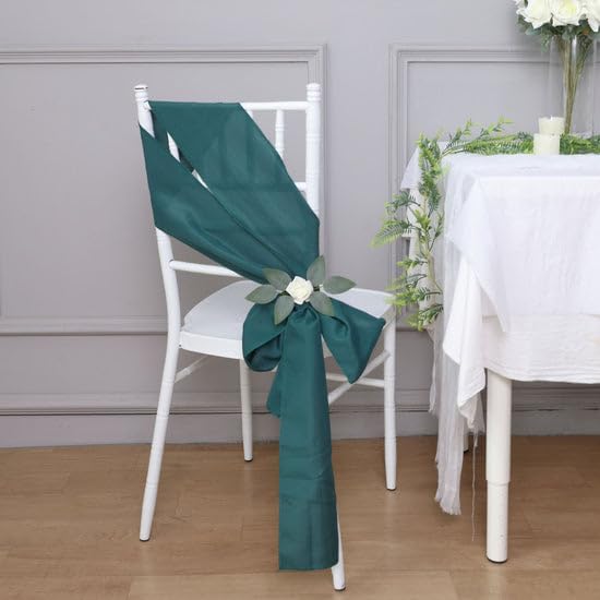 Efavormart – 5 cintas para sillas de poliéster, color verde azulado, pavo real, lazos para decoración de eventos de boda, decoración de silla, arco