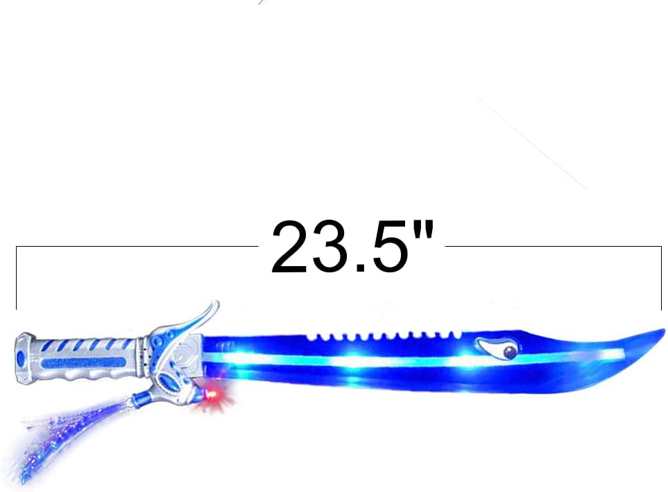 ArtCreativity Espada de tiburón de fibra óptica con LED geniales y efectos de sonido, juego de 2, espadas de juguete de 23.5 pulgadas para niños,