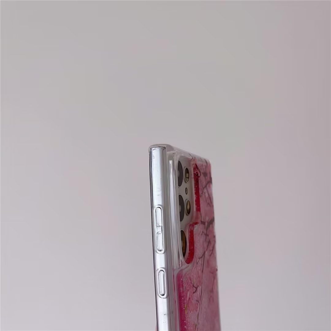 Compatible con fundas transparentes Samsung A32 4G, diseño de flores degradadas, arena movediza brillante, bonita cascada flotante líquida con