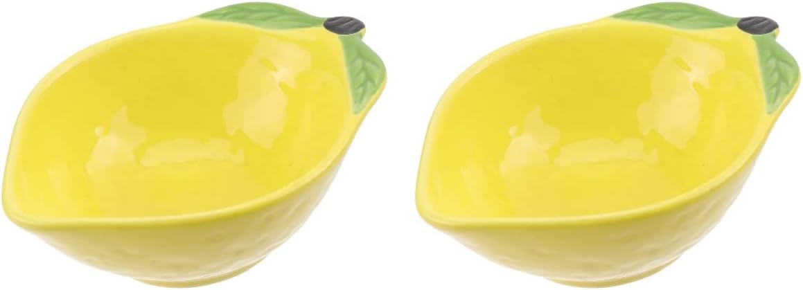 Hemoton Plato de cerámica para aperitivos, plato de limón, plato de postre para ensalada, pasta, bandeja para servir alimentos, plato de postre de