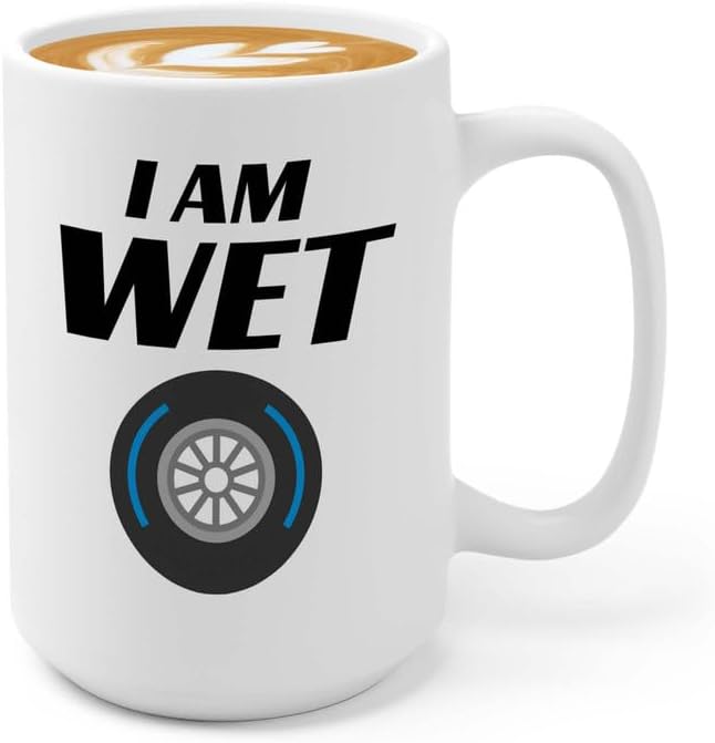 Racer Coffee Mug 15oz White – I’m Wet – Fuel Speed Racer Car Guys Circuit Automotive Racing Boy Gifts For Him Dad Men Boyfriend
