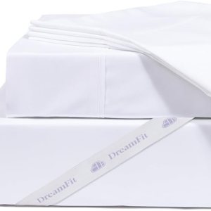 DreamFit DreamCool – Juego de sábanas refrescantes de 100 % algodón egipcio con correas elásticas en las esquinas, cama ajustable con bolsillo extra DreamFit DreamCool – Juego de sábanas refrescantes de 100 % algodón egipcio con correas elásticas en las esquinas, cama ajustable con bolsillo extra