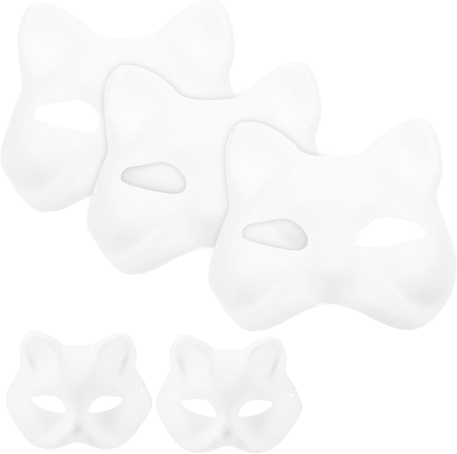STOBOK Máscara de gato, 5 máscaras de gato de mascarada, máscaras en blanco pintables para Halloween, gato blanco, sin pintar, máscaras para