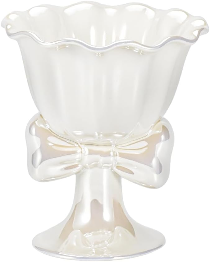 Denovin Taza de café de cerámica, tazas y tazas creativas con forma de flor, taza única con asa de lazo, 6 onzas para café con leche, capuchino,