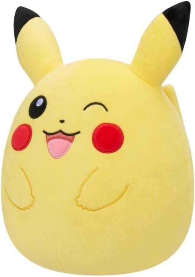 Squishmallow s Pokemon Center exclusivo de 12 pulgadas guiñando el pikachu de peluche (pikachu guiñando)