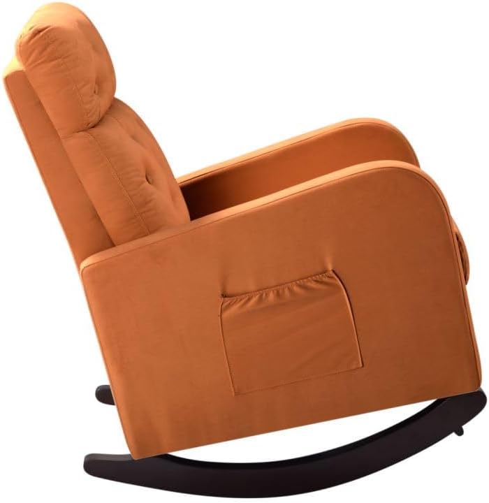 Moderno, patas de madera maciza de 26 pulgadas, bolsillo lateral, con brazos cuadrados, respaldo alto de terciopelo para interiores y exteriores,