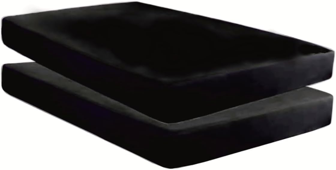 Paquete de 2 sábanas bajeras negras tamaño individual, cama en una bolsa, microfibra súper suave, resistente a las arrugas y a la decoloración,